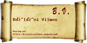 Bölöni Vilmos névjegykártya